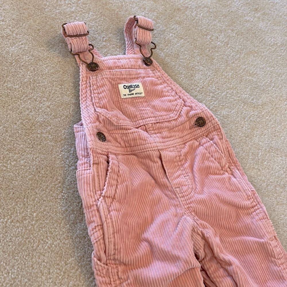 OshKosh corduroy overalls - light pink, size 9 months